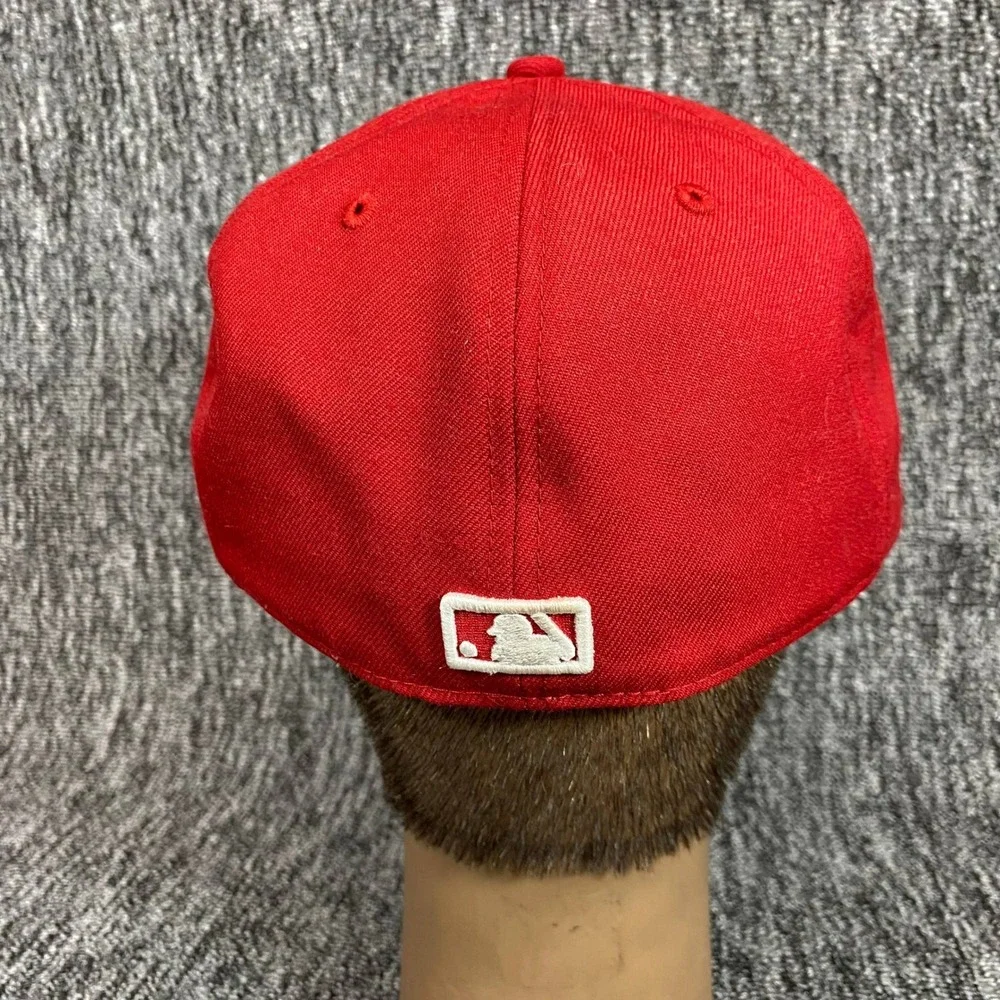 New Era 59FIFTY NY New York Yankees Red Fitted Hat Size 7 Red Bottom MLB Cap
